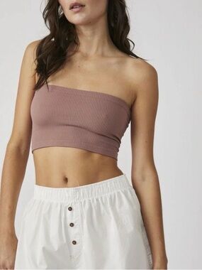 Free People Ribbed Strapless Bandeau Top